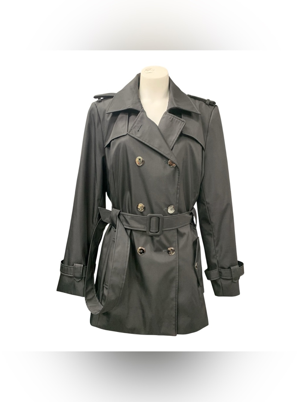 Calvin Klein Black Double-Breasted Trench with Belt Size Xl